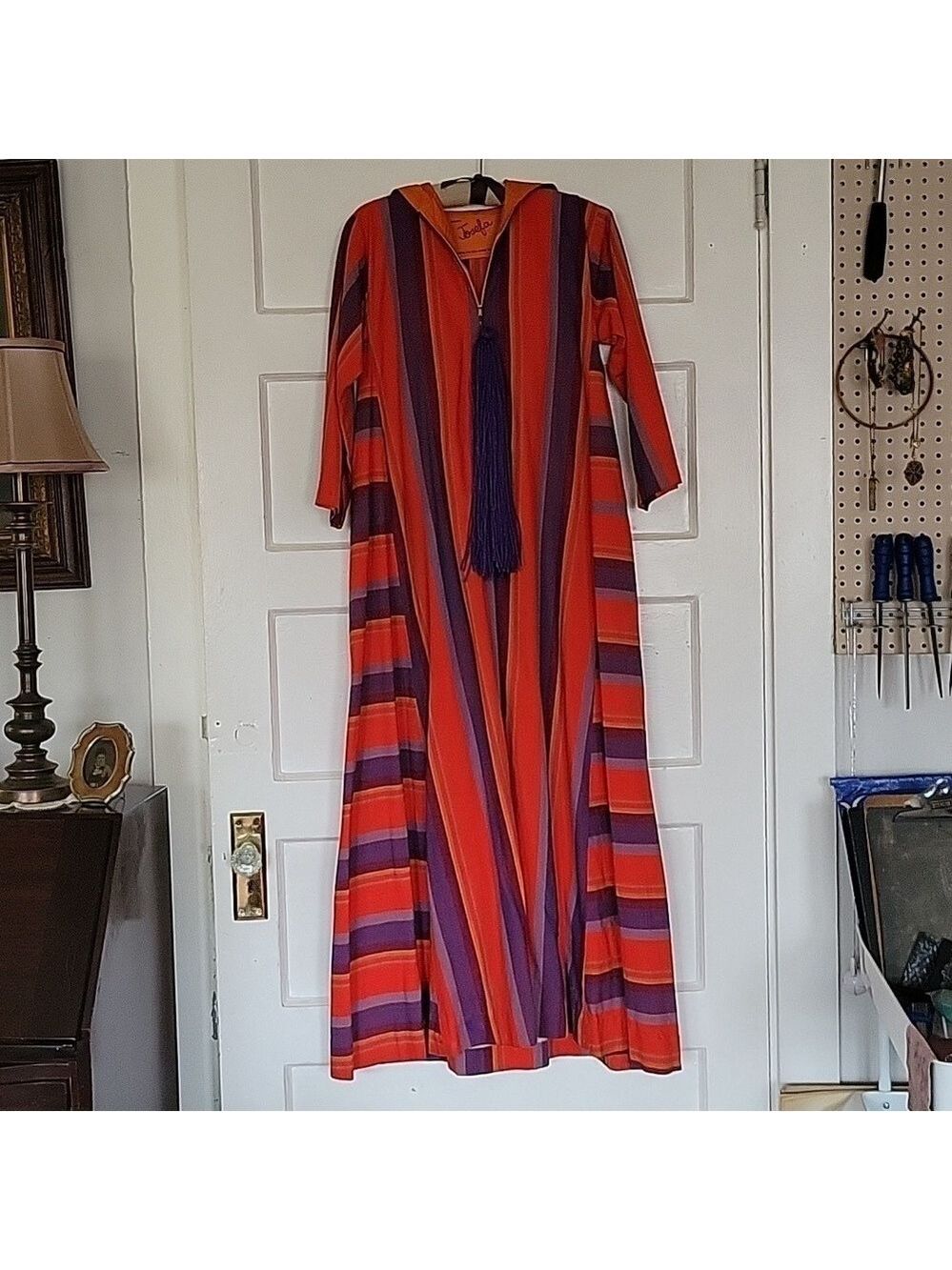 Rare Vintage JOSEFA 'Mother of Mexican Fashion' Handwoven Hooded Tassel Caftan